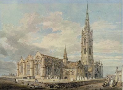 Vista noreste de la iglesia de Grantham, Lincolnshire, c.1797 de Joseph Mallord William Turner